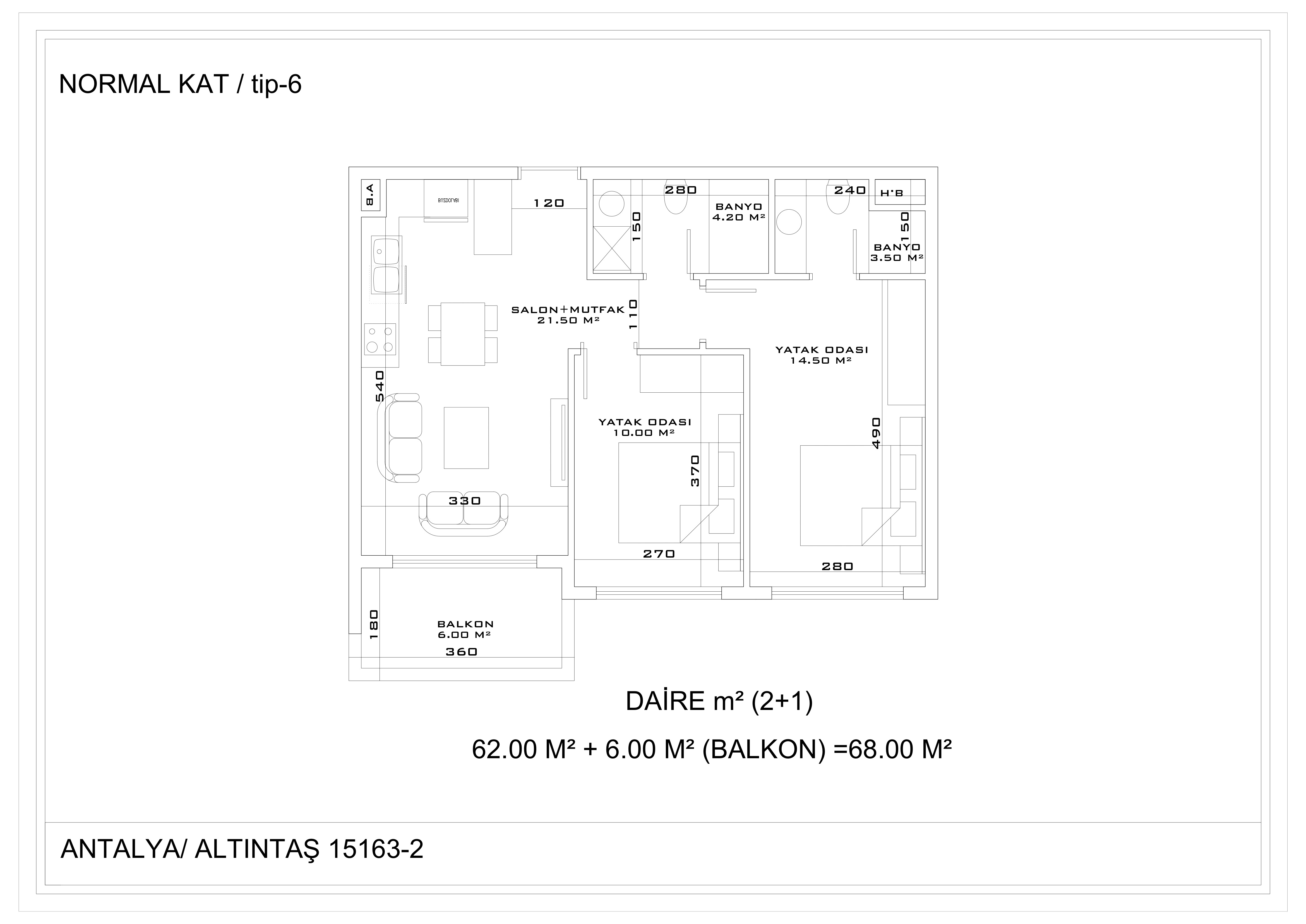 2 комнатная квартира в Алтынташе 68м2, плюс огромная терраса для патио в комплекте.